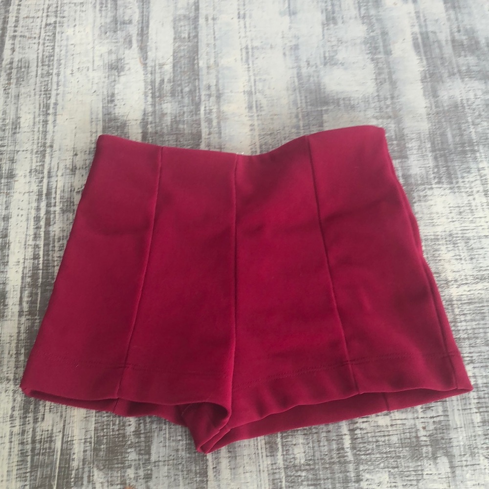 Red high waisted shorts